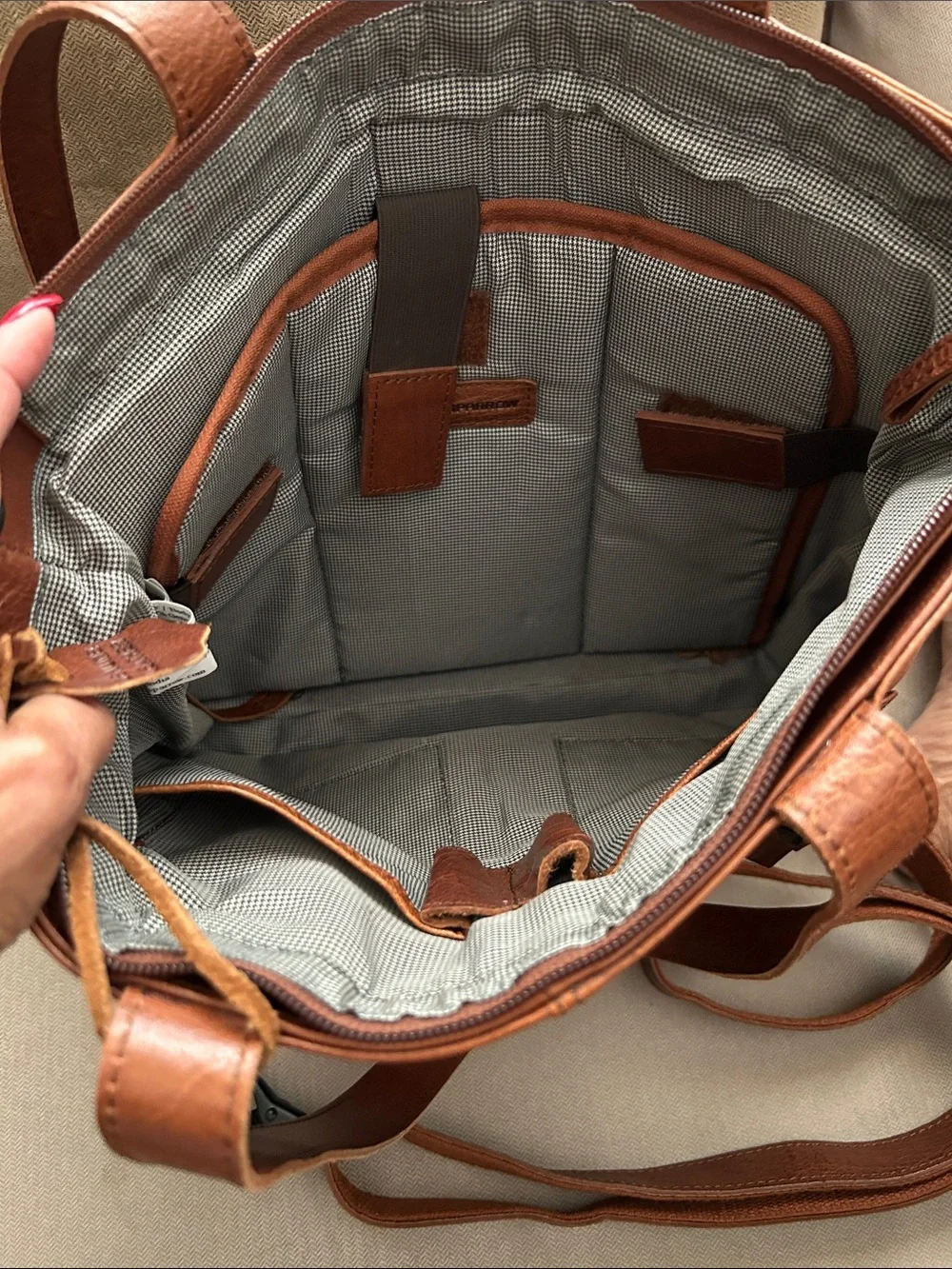 Women/Men's Leather Tote Bag in Brown